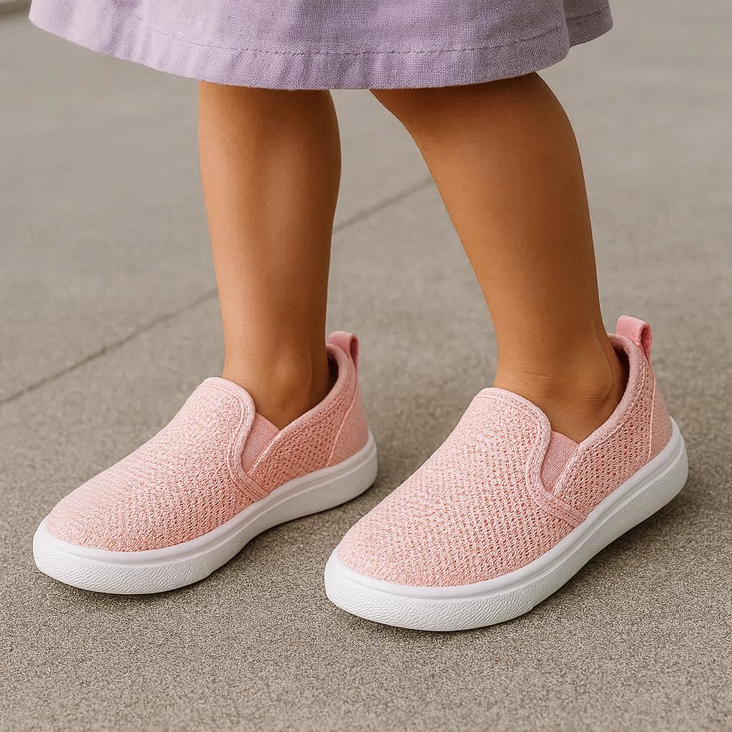 Girls Slip-On Sneakers - Easy On/Off Design, Breathable Casual Wear