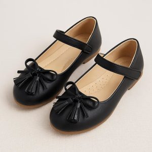 _fe87bf7b-1047-468e-b9fd-b22bcb76489c Girls Mary Jane Flats - Ballerina Style Dress Shoes, Cute Bow Accent Tassel Loafers